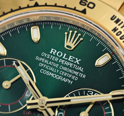 Rolex Daytona Green Dial Yellow Gold Oyster Chronograph Watch