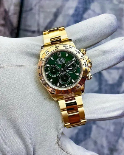 Rolex Daytona Green Dial Yellow Gold Oyster Chronograph Watch