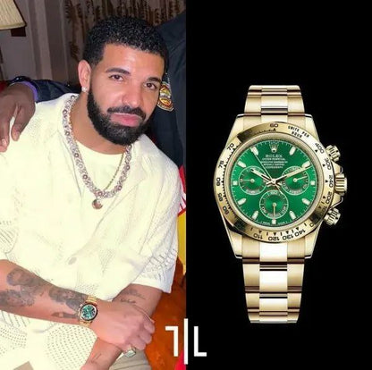 Rolex Cosmograph Daytona Green Dial Oyster Gold Chronograph Watch