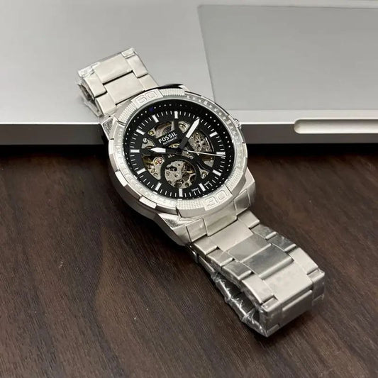 Fossil Silver Stainless Steel Skeleton Dial Analog Watch for Men