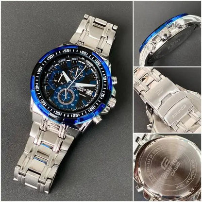Casio Edifice Blue Black Chronograph Steel Watch
