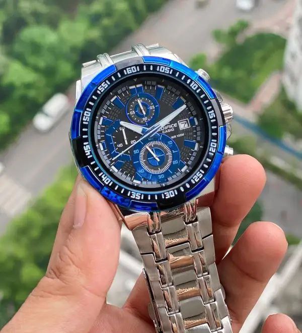 Casio Edifice Blue Black Chronograph Steel Watch