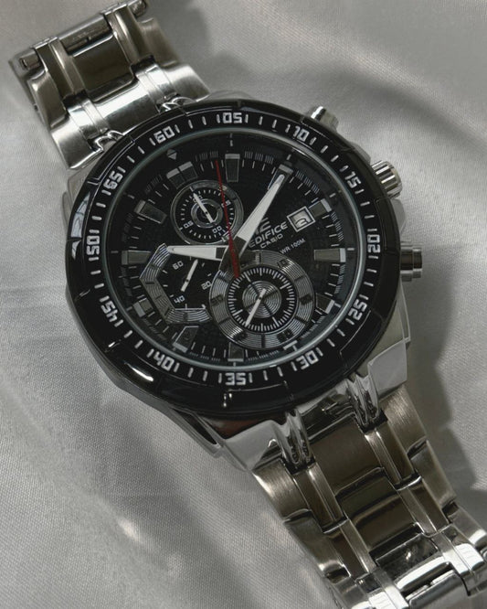 Casio Edifice Black Dial Chronograph Steel Watch