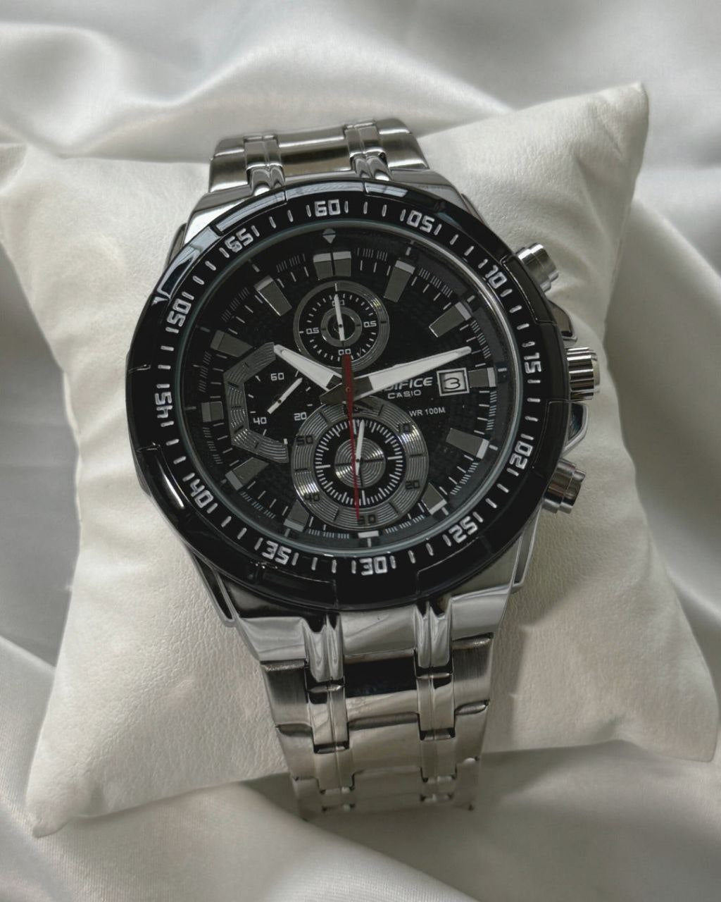 Casio Edifice Black Dial Chronograph Steel Watch