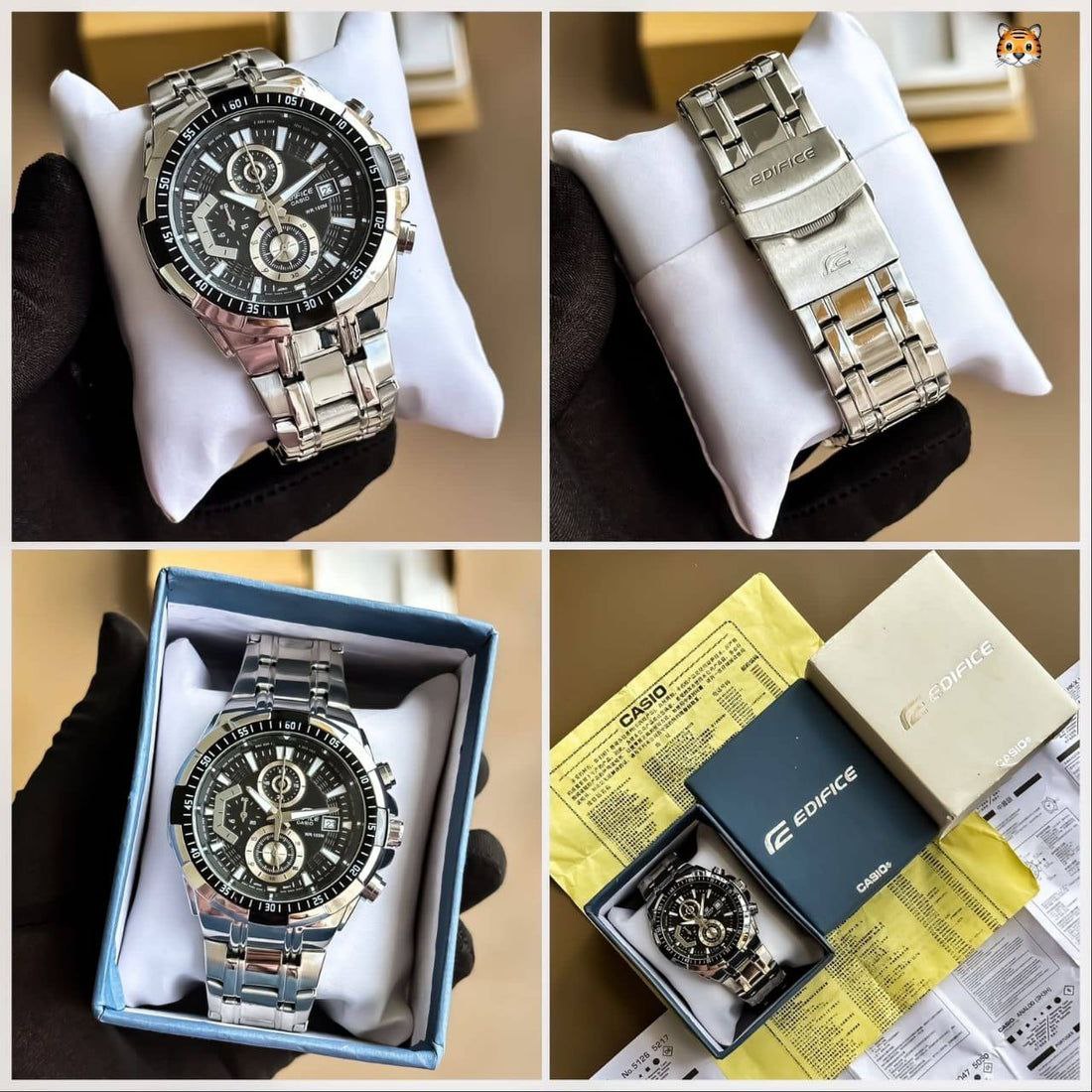 Casio Edifice Black Dial Chronograph Steel Watch