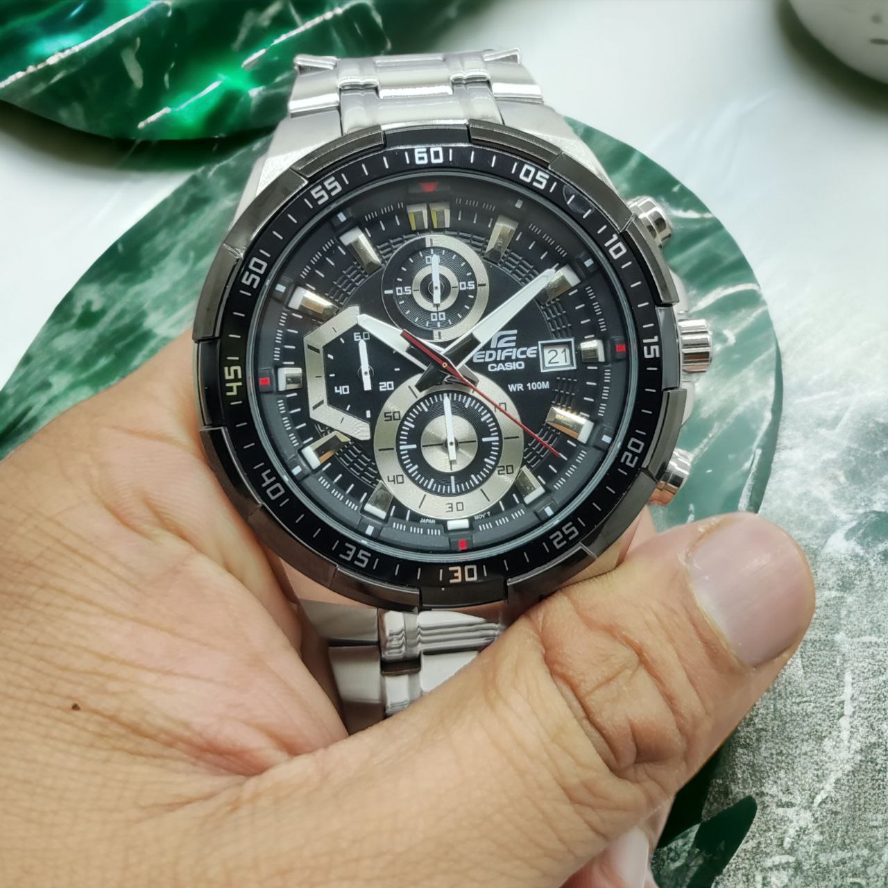 Casio Edifice Black Dial Chronograph Steel Watch