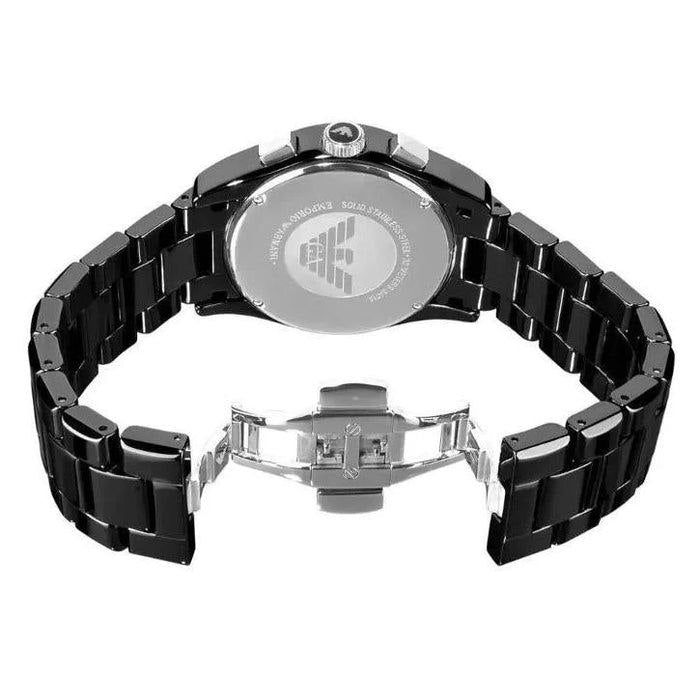 Emporio Armani Black Dial Chronograph Steel Watch