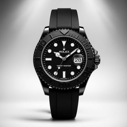 Rolex Yacht-Master Black Dial Oysterflex Rubber Strap Watch