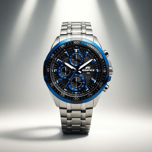 Casio Edifice Blue Black Chronograph Steel Watch