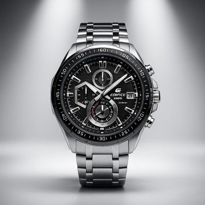 Casio Edifice Black Dial Chronograph Steel Watch