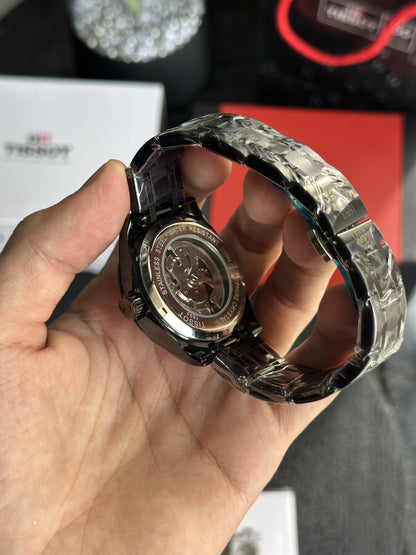 Tissot Style Skeleton Dial Automatic Black Stainless Steel Designer Watch