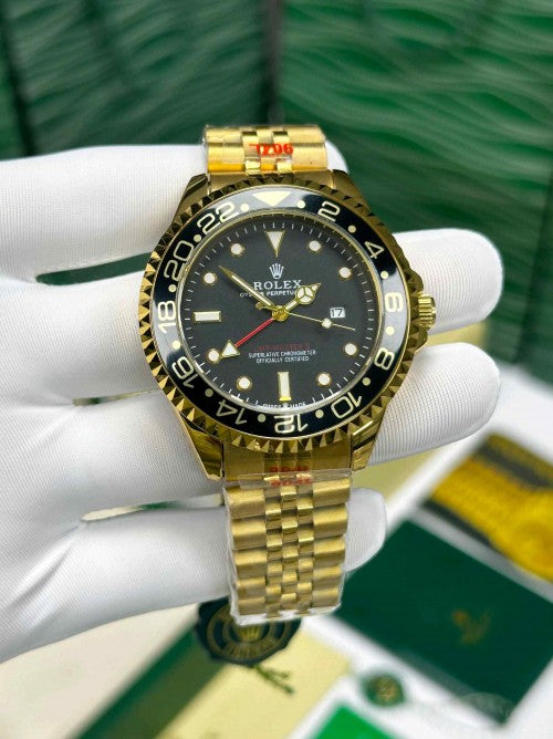 Rolex GMT-Master II Black Dial Yellow Gold Jubilee Bracelet Watch