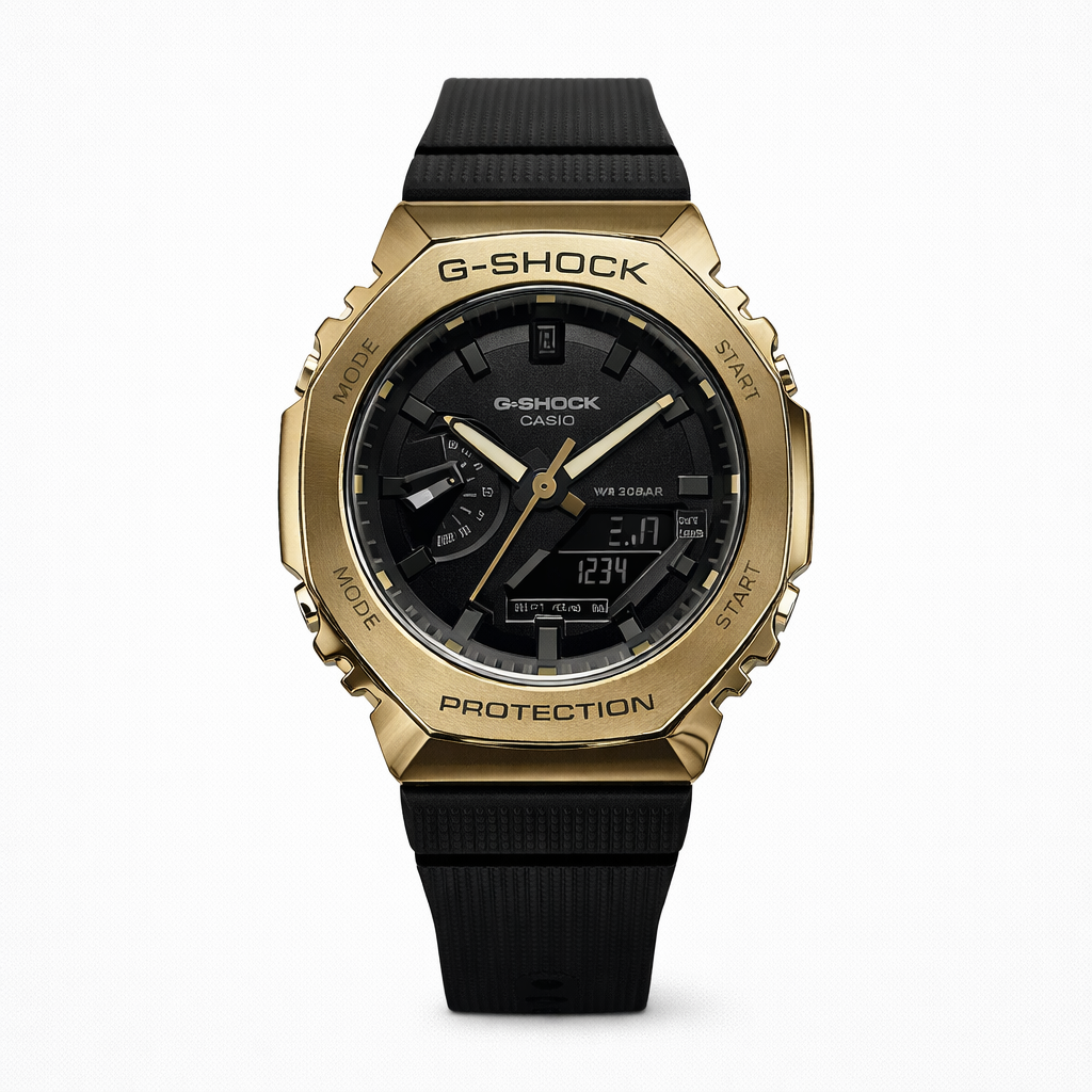 Casio G-Shock Gold Metal Analog-Digital Resin Strap Watch for Men