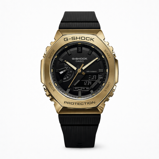 Casio G-Shock Gold Metal Analog-Digital Resin Strap Watch for Men