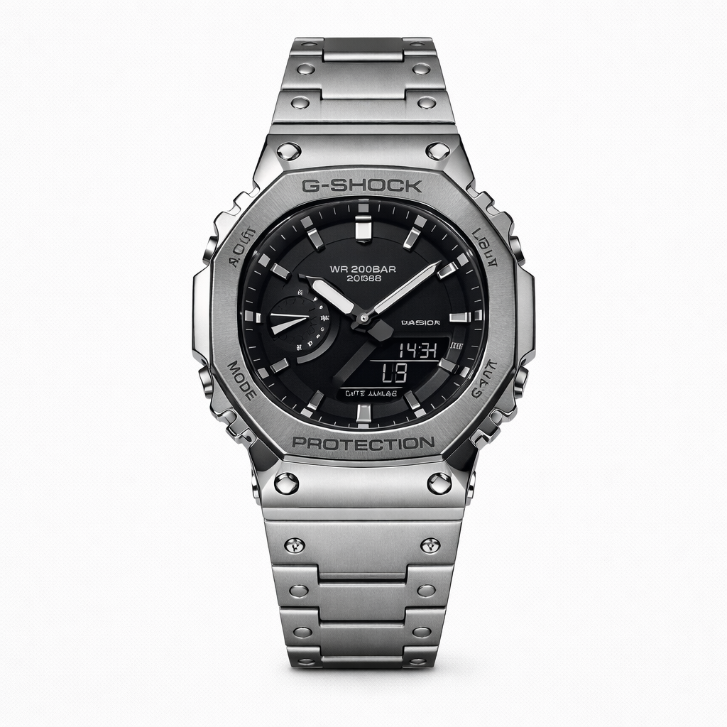 Casio G-Shock Full Metal Silver Analog-Digital Watch for Men