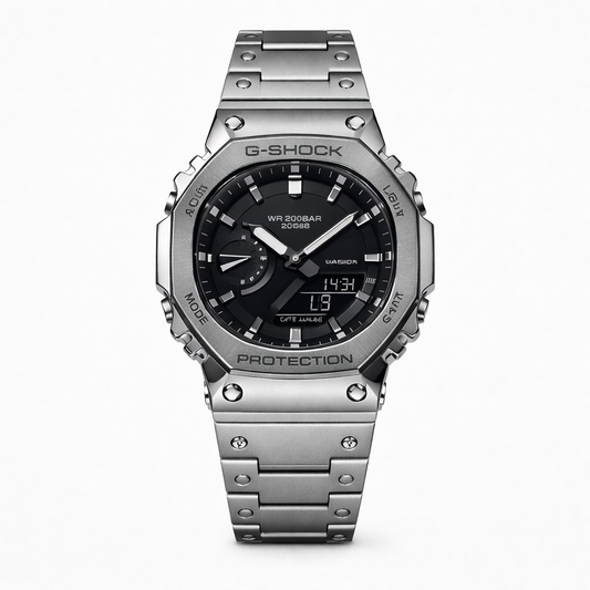 Casio G-Shock Full Metal Silver Analog-Digital Watch for Men