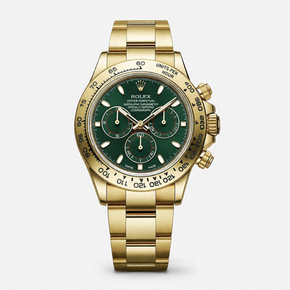 Rolex Cosmograph Daytona Green Dial Oyster Gold Chronograph Watch