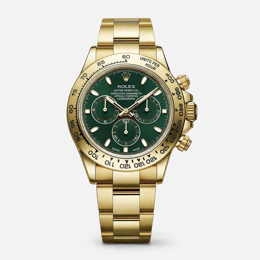 Rolex Cosmograph Daytona Green Dial Oyster Gold Chronograph Watch