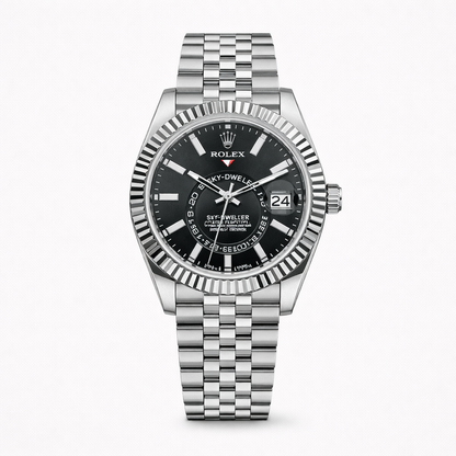Rolex Sky-Dweller Black Dial Jubilee Bracelet Stainless Steel Watch