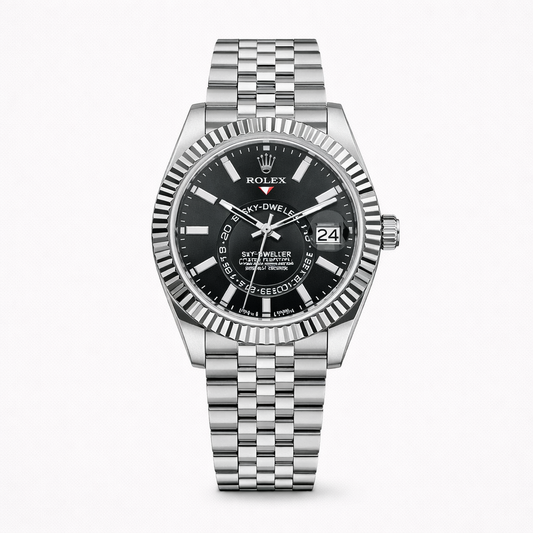 Rolex Sky-Dweller Black Dial Jubilee Bracelet Stainless Steel Watch