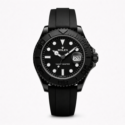 Rolex Yacht-Master Black Dial Oysterflex Rubber Strap Watch