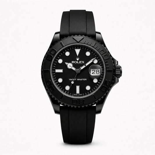 Rolex Yacht-Master Black Dial Oysterflex Rubber Strap Watch