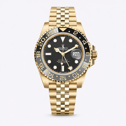 Rolex GMT-Master II Black Dial Yellow Gold Jubilee Bracelet Watch