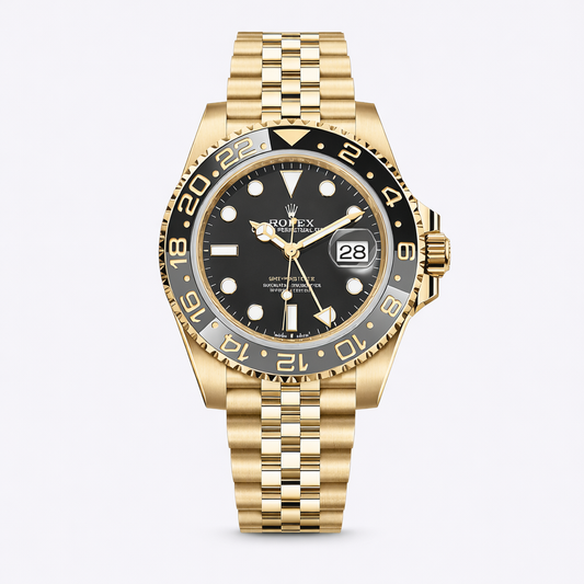 Rolex GMT-Master II Black Dial Yellow Gold Jubilee Bracelet Watch