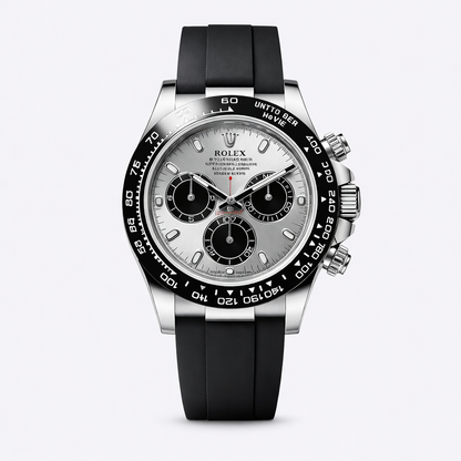 Rolex Daytona Silver Dial Oysterflex Strap Chronograph Watch