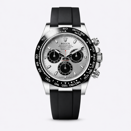 Rolex Daytona Silver Dial Oysterflex Strap Chronograph Watch