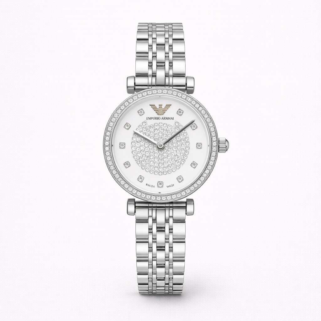 Emporio Armani Silver Crystal Dial Watch