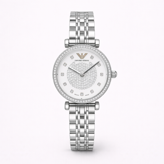 Emporio Armani Silver Crystal Dial Watch