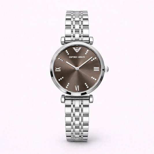 Emporio Armani Silver Brown Dial Classic Watch