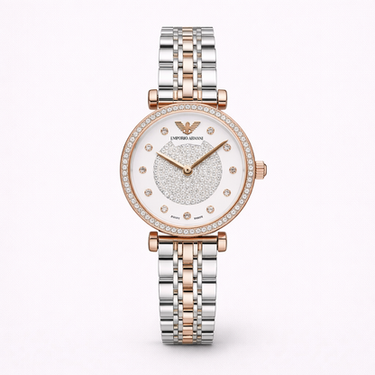 Emporio Armani Rose Gold Two Tone Crystal Watch