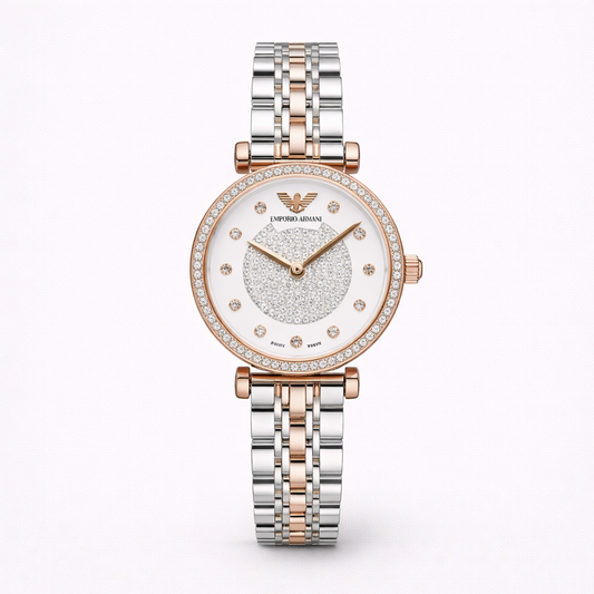 Emporio Armani Rose Gold Two Tone Crystal Watch