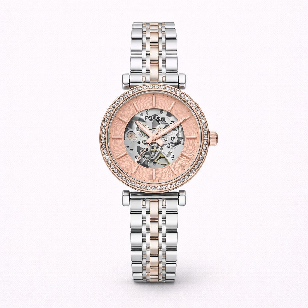 Fossil Rose Gold Skeleton Two Tone Watch