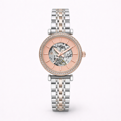 Fossil Rose Gold Skeleton Two Tone Watch