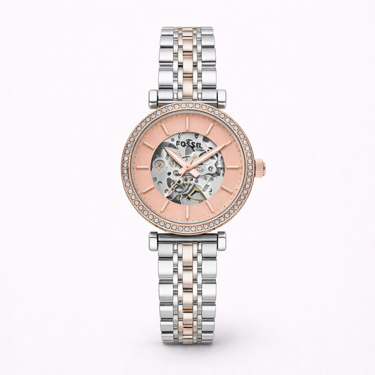 Fossil Rose Gold Skeleton Two Tone Watch