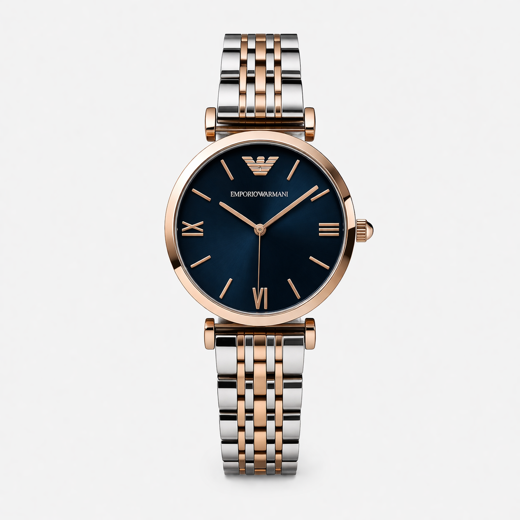 Emporio Armani Blue Dial Two Tone Classic Watch
