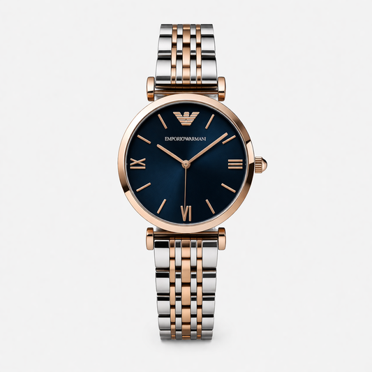 Emporio Armani Blue Dial Two Tone Classic Watch