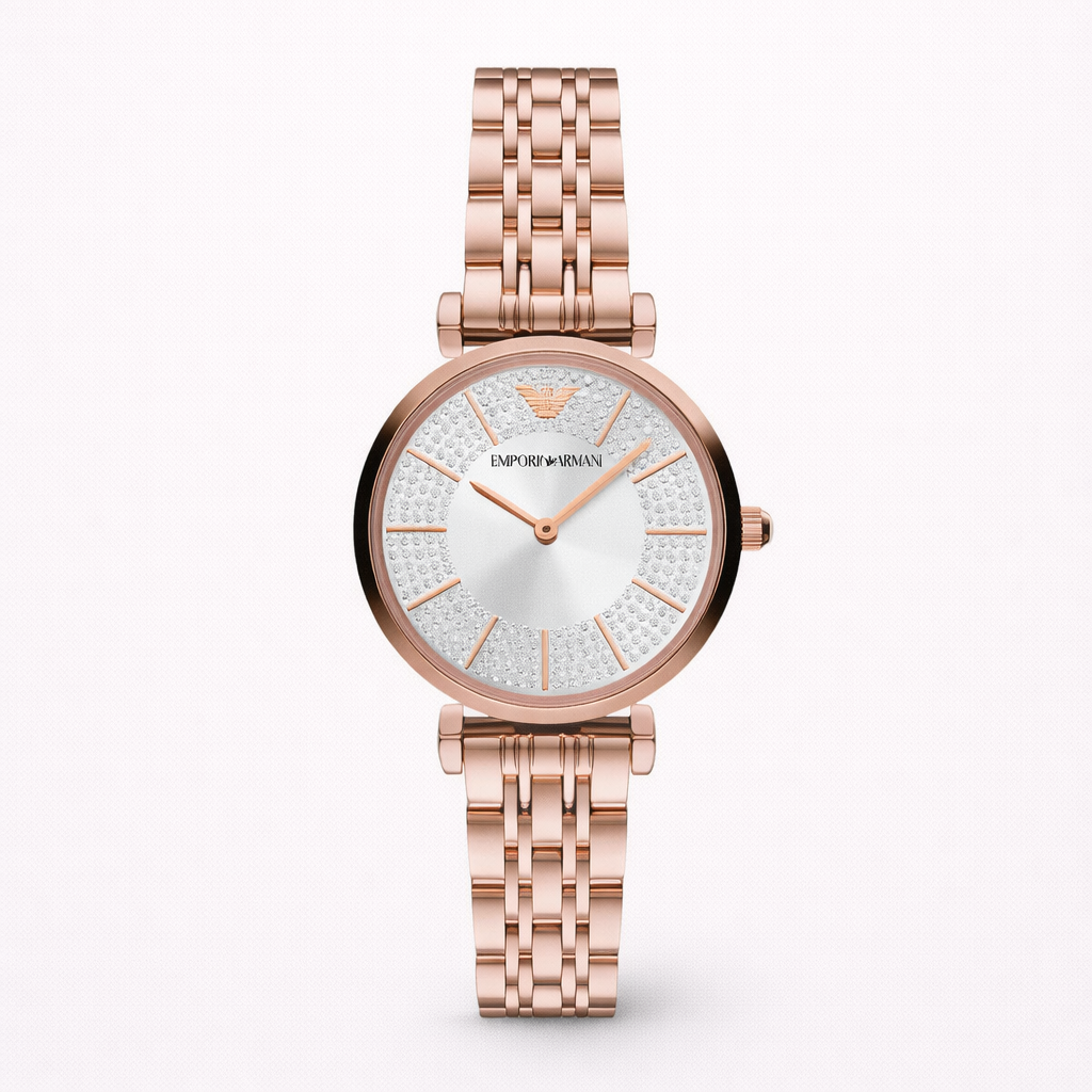 Emporio Armani Rose Gold Crystal Dial Watch