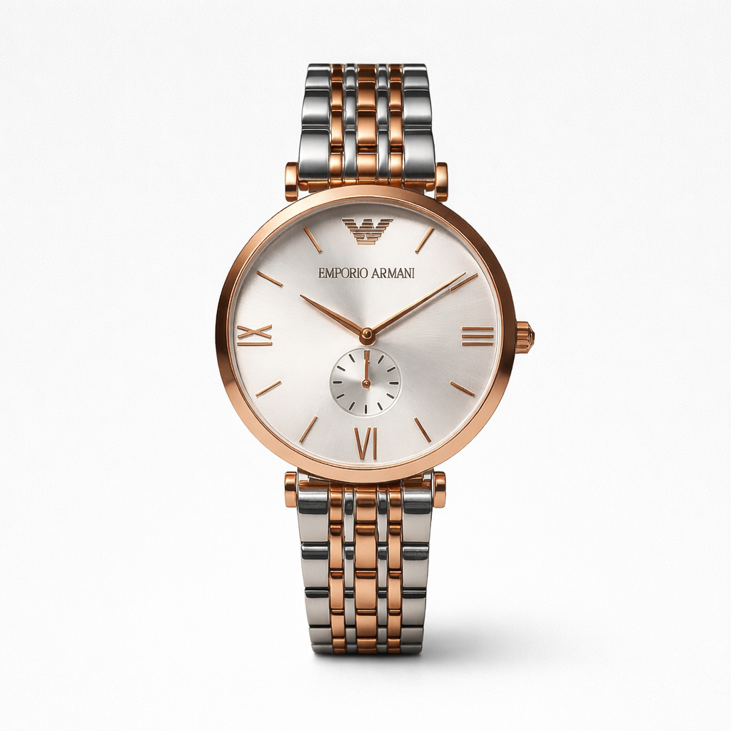 Emporio Armani Two Tone Silver Subdial Watch