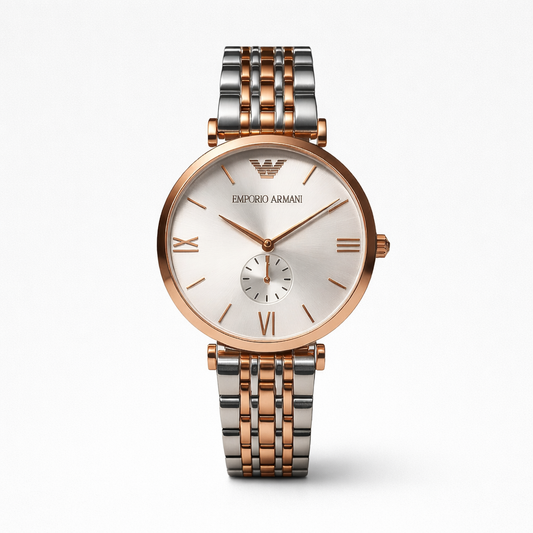 Emporio Armani Two Tone Silver Subdial Watch