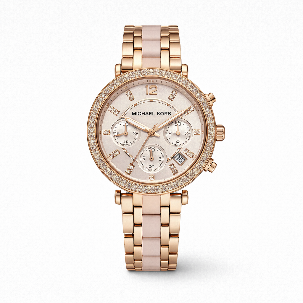 Michael Kors Rose Gold Chronograph Crystal Watch