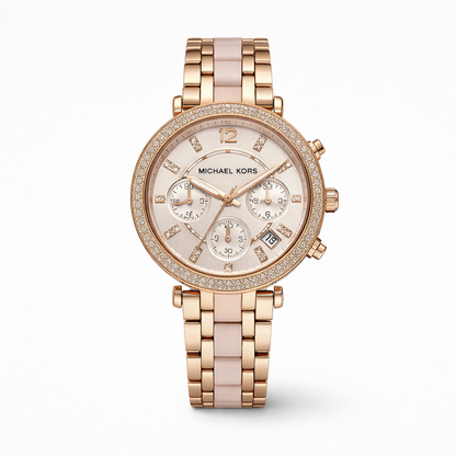 Michael Kors Rose Gold Chronograph Crystal Watch