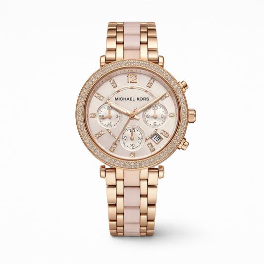 Michael Kors Rose Gold Chronograph Crystal Watch