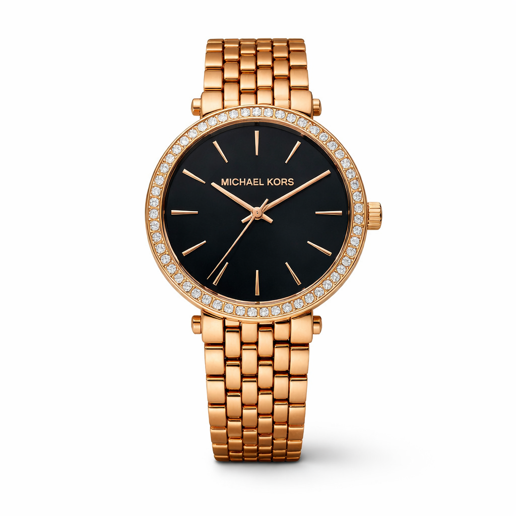 Michael Kors Gold Black Dial Crystal Watch