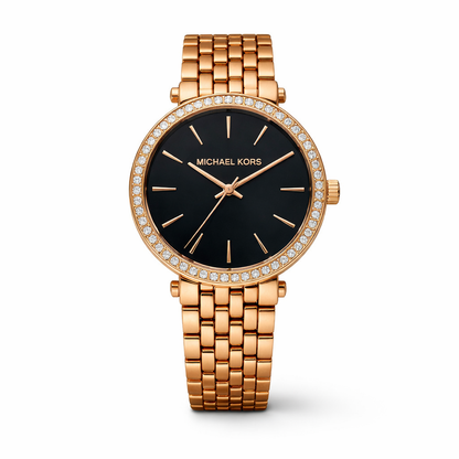 Michael Kors Gold Black Dial Crystal Watch