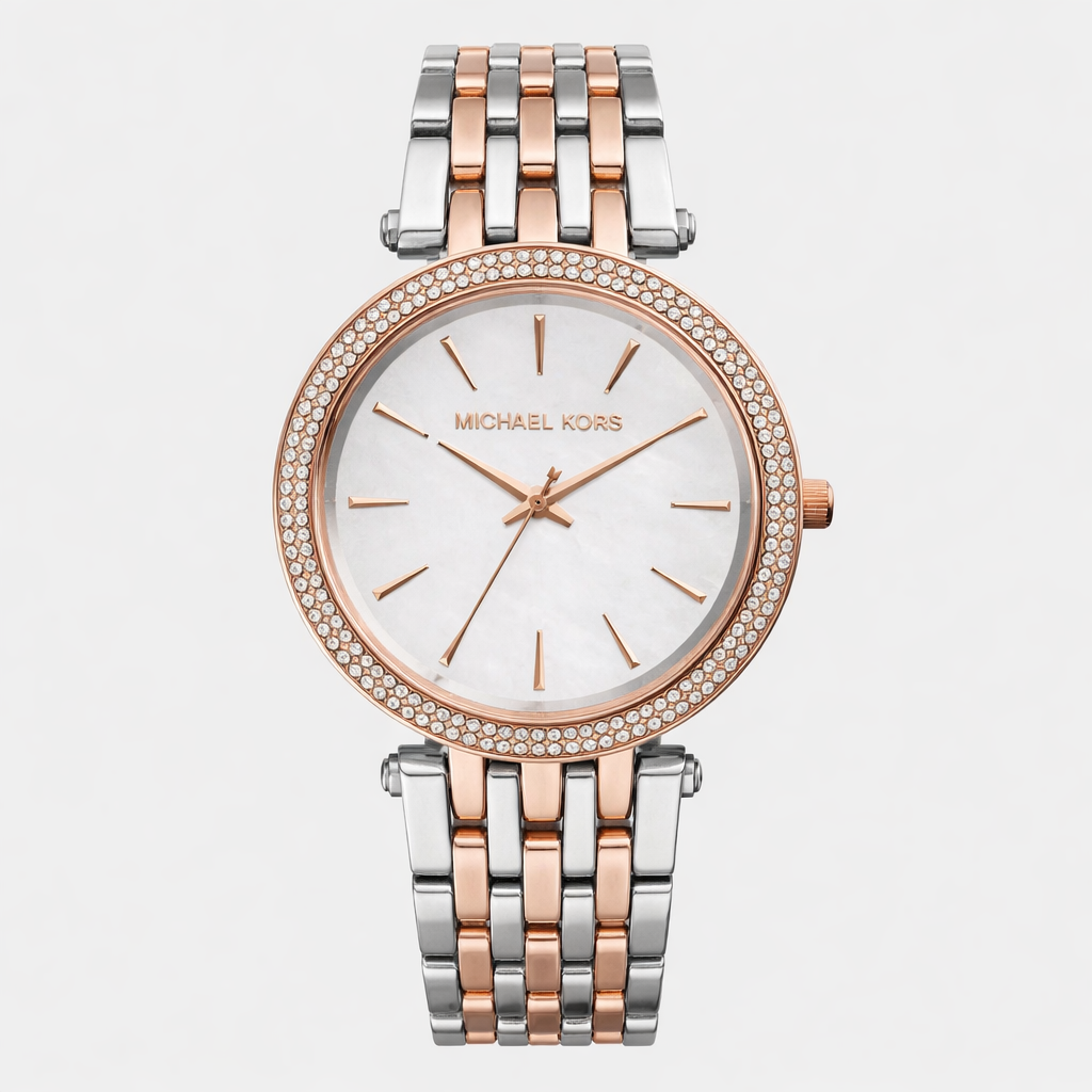 Michael Kors Silver Dial Two Tone Crystal Watch
