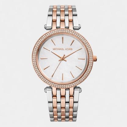 Michael Kors Silver Dial Two Tone Crystal Watch